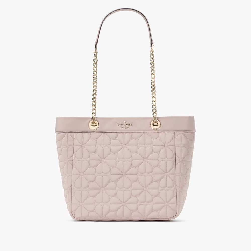 NWT Kate Spade Spade Flower Quilted Fabric Medium Tote Cozy Grey KK156 RARE